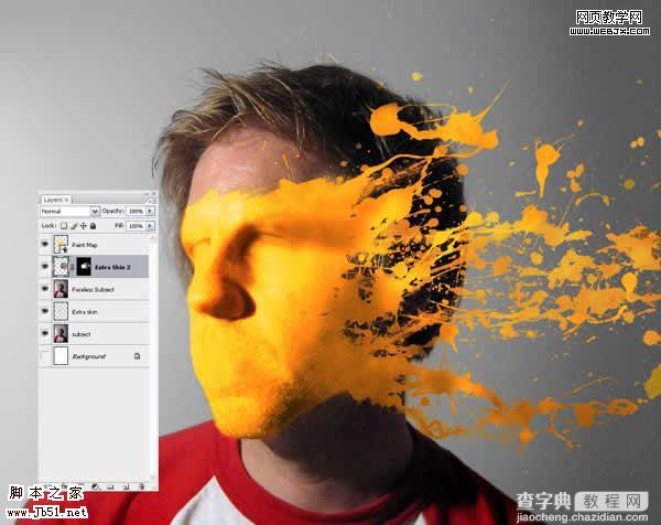 Photoshop 一张布满油漆的脸14