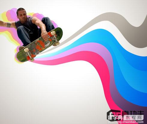 Photoshop 绚丽动感的滑板运动海报37