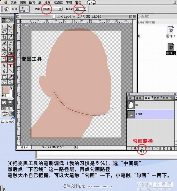 PhotoShop 鼠绘带面具的银发美女过程5