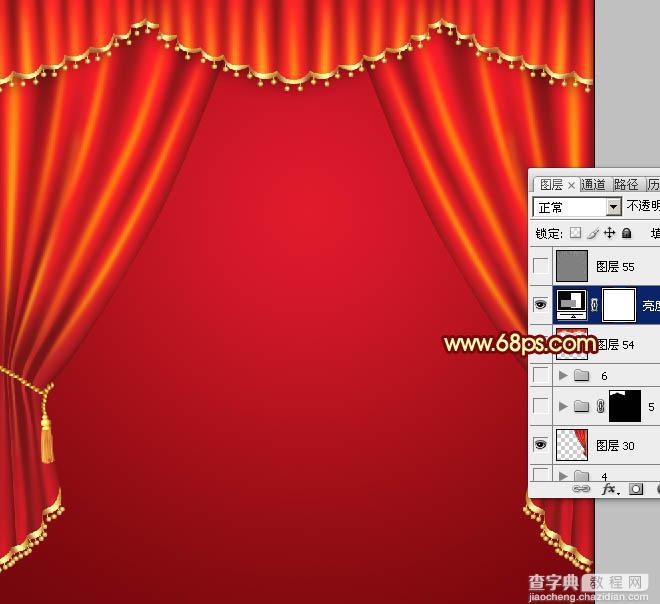 Photoshop设计制作喜庆华丽的红色金边帷幕41