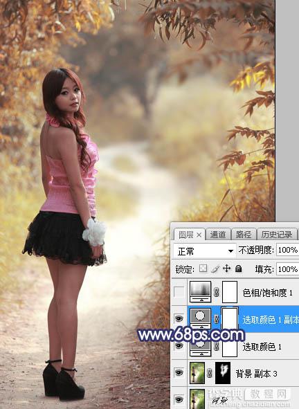 Photoshop将树林人物图片打造出唯美的秋季暗蓝色7