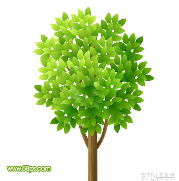 Photoshop打造一棵长满绿叶的卡通小树1