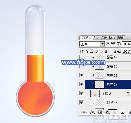 Photoshop设计制作出一个精致的玻璃温度计图标25