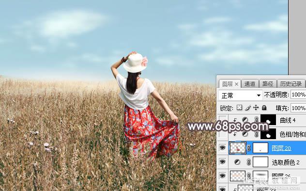 Photoshop为草原人物图片打造秋季暗褐色特效30