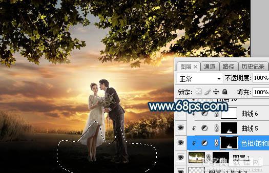 Photoshop调制出大气的霞光色树荫下的新人图片28