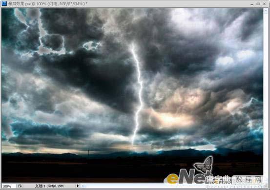 Photoshop 照片加上狂风闪电效果24