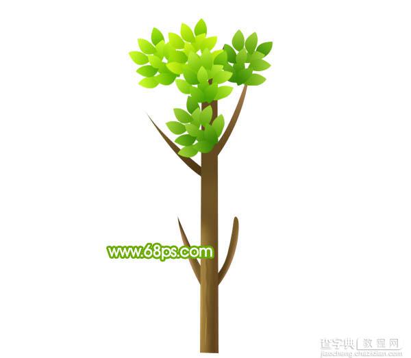 Photoshop打造一棵长满绿叶的卡通小树20