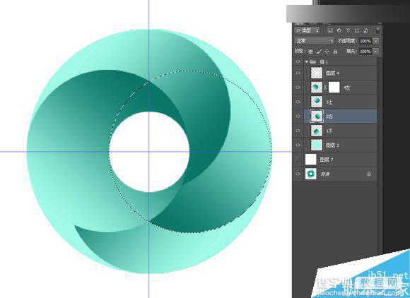 Photoshop制作三维立体风格的绿色圆形旋涡图形图标9