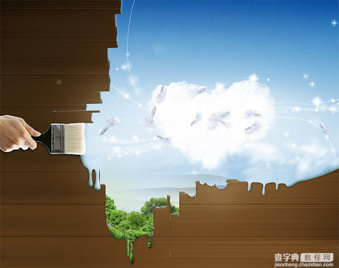 Photoshop设计制作用油漆刷出的创意天空壁纸效果7