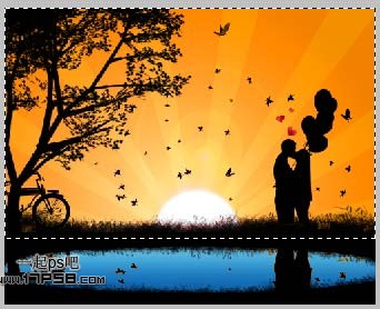 photoshop设计制作出黎明前在湖边相拥亲吻的约会壁纸19