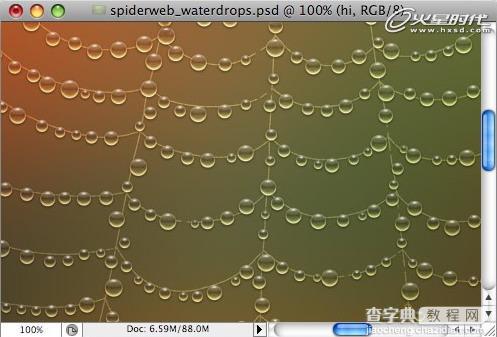 Photoshop打造挂满露珠的蜘蛛网22