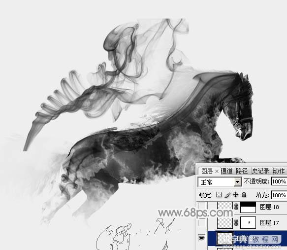 Photoshop制作一匹奔跑的烟雾骏马20