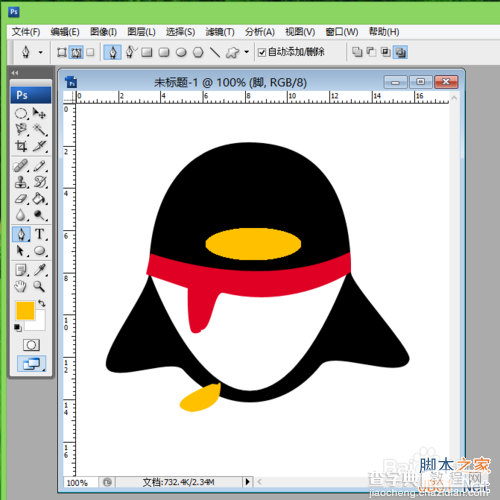 如何画qq企鹅?ps路径工具绘制qq企鹅方法15