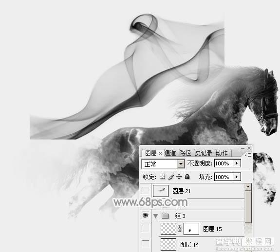 Photoshop制作一匹奔跑的烟雾骏马14