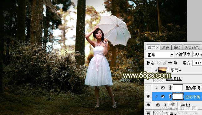 Photoshop调制出昏暗的黄褐色逆光丛林人物图片19