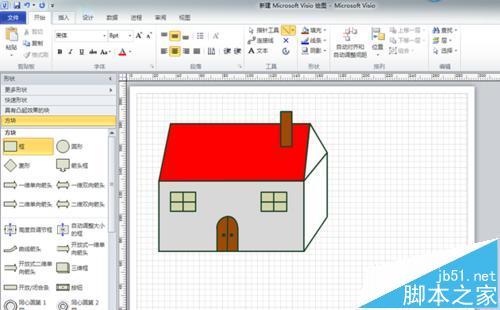 visio绘制红瓦小房屋的实例教程8