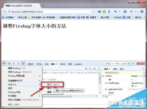火狐浏览器怎么调整Firebug字体大小?4