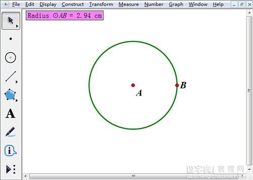 如何利用几何画板绘制半圆？几何画板制作圆台/度量圆半径/度量圆的周长步骤11