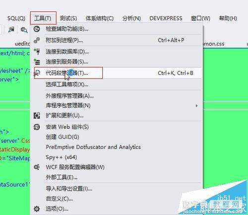 Visual Studio怎么开启代码段管理功能?1