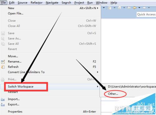 eclipse怎么更换工作空间?eclipse更换工作区的方法3