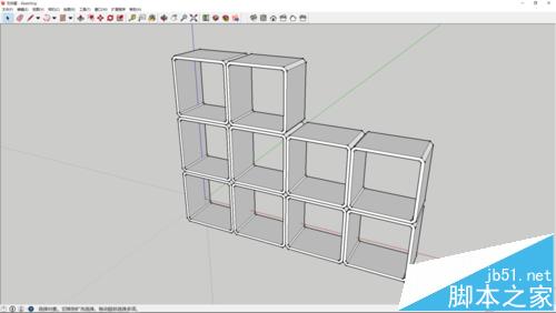 sketchup怎么哈模块型置物架书架模型?1