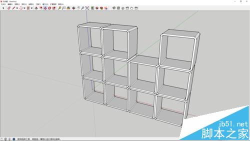 sketchup怎么哈模块型置物架书架模型?10