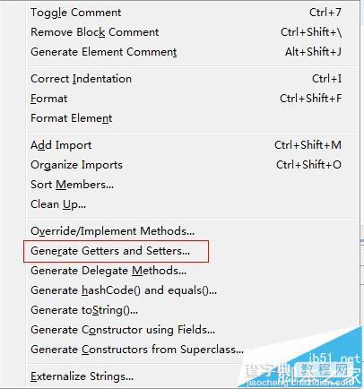 myeclipse中怎么自动生成getter和setter?3