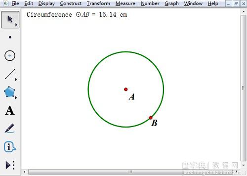 如何利用几何画板绘制半圆？几何画板制作圆台/度量圆半径/度量圆的周长步骤14