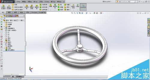 solidworks怎能使用旋转实体绘制汽车方向盘?8