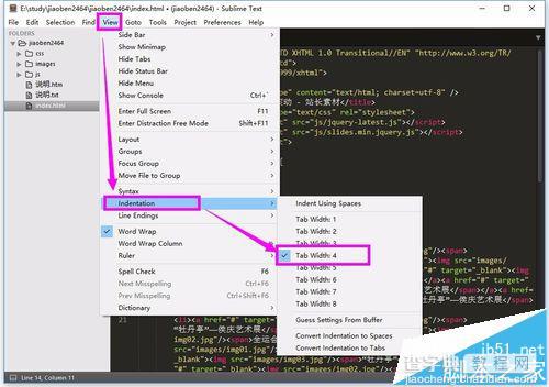 sublime text3中tab怎么设置为默认缩进四个空格?5