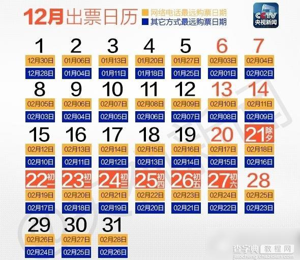 2015春运抢票时间表 2015抢票日历1