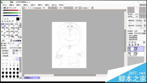 sai怎么绘制漫画哆啦A梦的草图?4