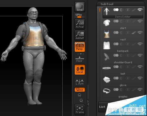 ZBrush模型中怎么赋予不同的材质?3