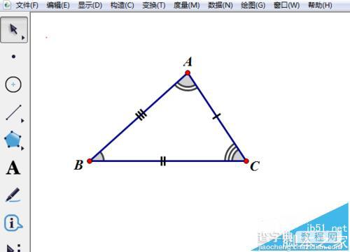 几何画板怎么用线段标记三角形的边和角?9