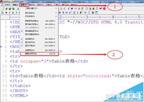 Editplus中的代码怎么直接查看HTML效果?3