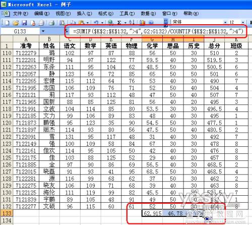 Excel中用SUMIF函数实现按指定条件求平均值2