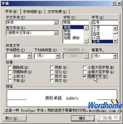 在Word2003中隐藏文字1