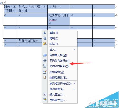 word2007表格中怎么平均分配行列?6