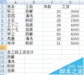 Excel中sumproduct函数统计工资总和的教程1