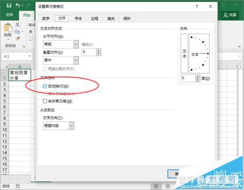 Excel2016表格中的文字怎么设置自动换行?1