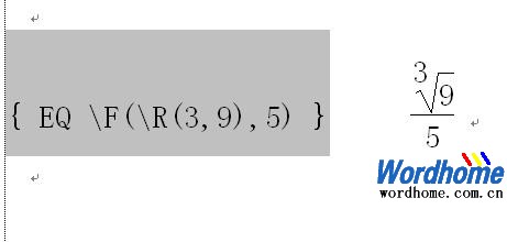 在Word2003中使用EQ域输入数学公式4