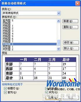 使用Word表格自动套用格式2