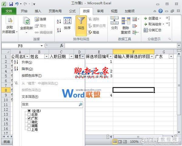 Excel 2010中如何自定义进行筛选并依次编号3