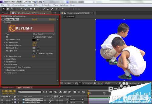 AE中怎么使用插件Keylight抠图?5