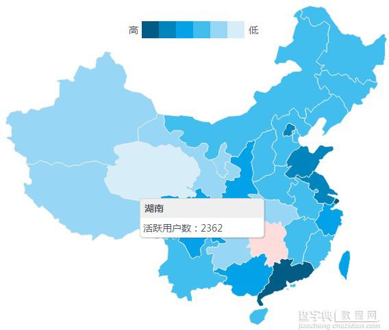 php和jquery实现地图区域数据统计展示数据示例1