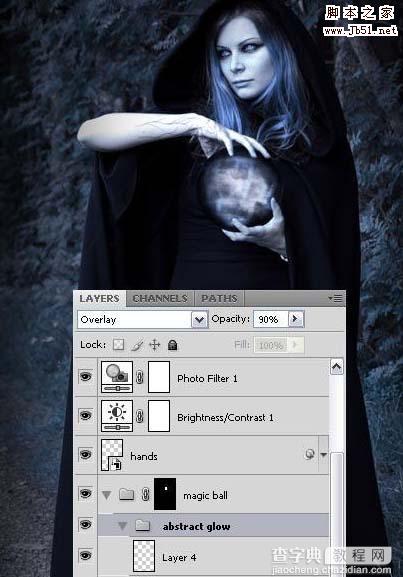 photoshop 合成黑暗里使用魔球的巫师22