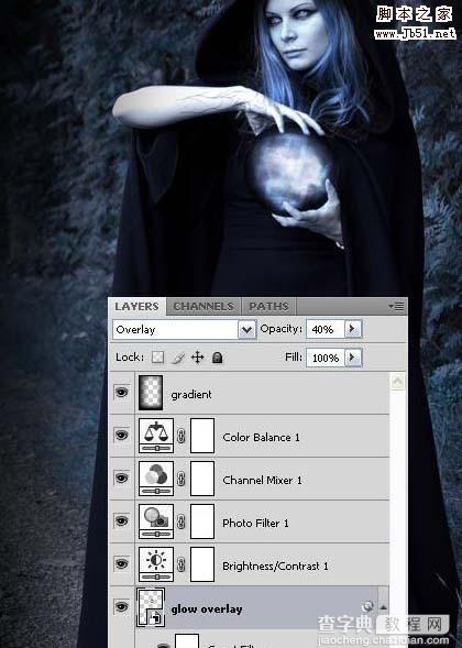 photoshop 合成黑暗里使用魔球的巫师24