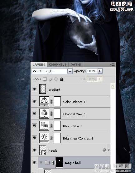 photoshop 合成黑暗里使用魔球的巫师15