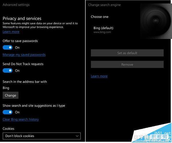 Win10 Mobile最新预览版的变化 Edge浏览器将可修改默认搜索引擎1