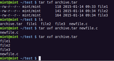 在Linux下使用Tar工具归档文件的教程5